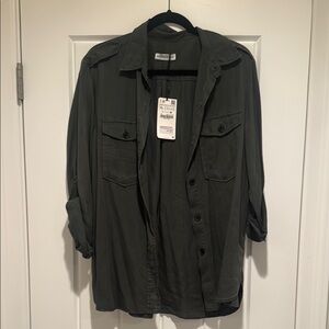 Zara Green Shirt Jacket